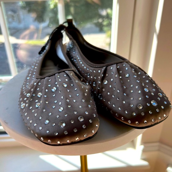 Rhinestone ballet flats in taupe gray. Zara, NWT, size 38 (US 7.5) - Picture 3 of 10